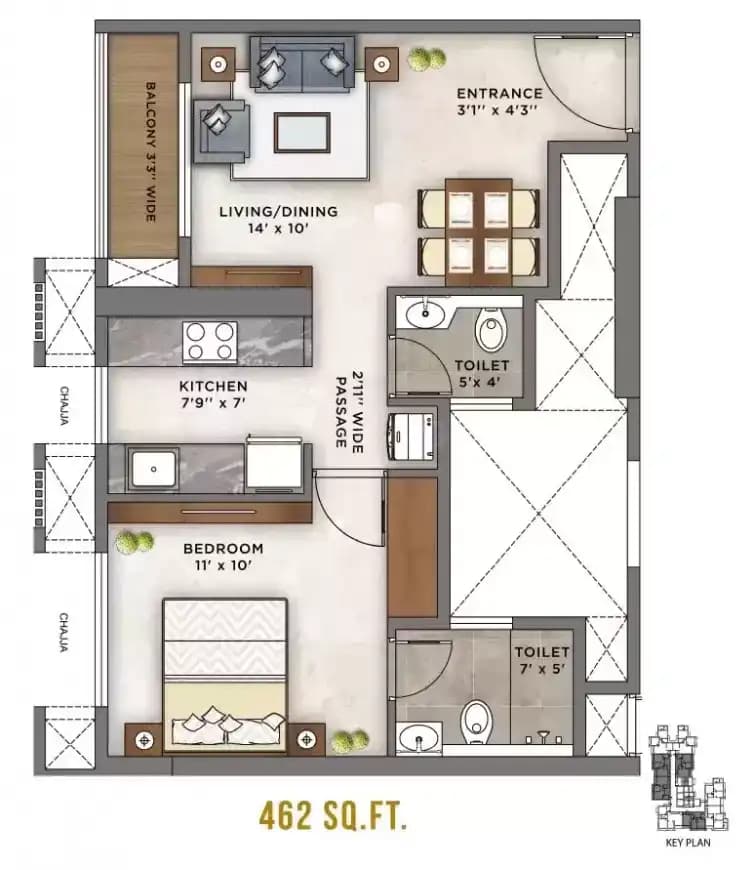 Unit plan - 462 sq.ft.