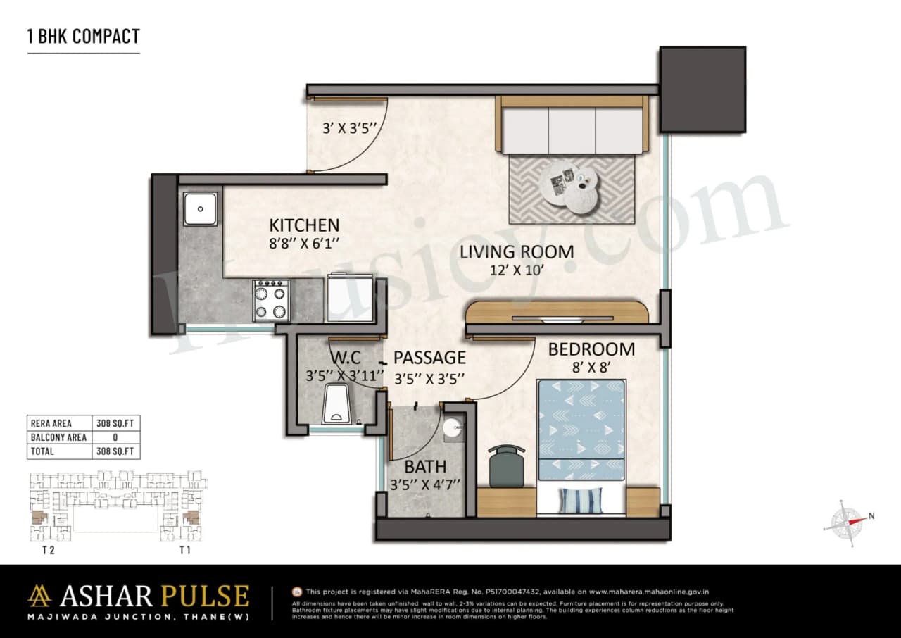 Unit plan - 308 sq.ft.