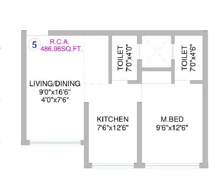 Unit plan - 487 sq.ft.