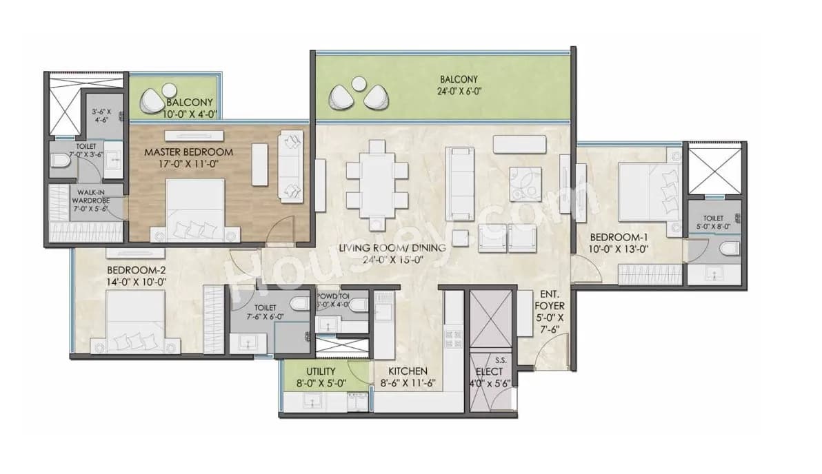 Unit plan - 1456 sq.ft.