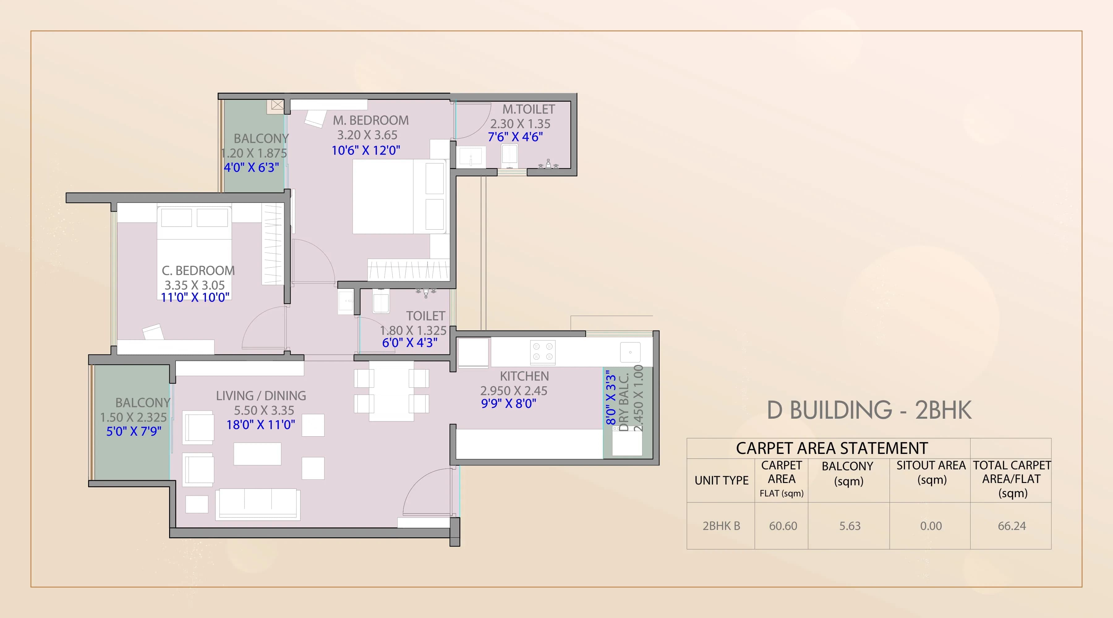 Unit plan - 713 sq.ft.