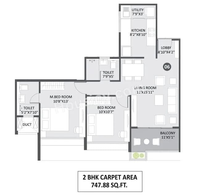 Unit plan - 748 sq.ft.