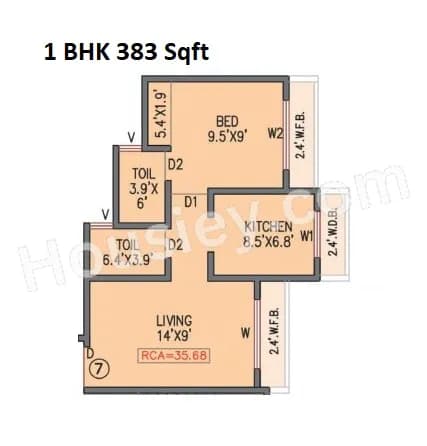 Unit plan - 383 sq.ft.
