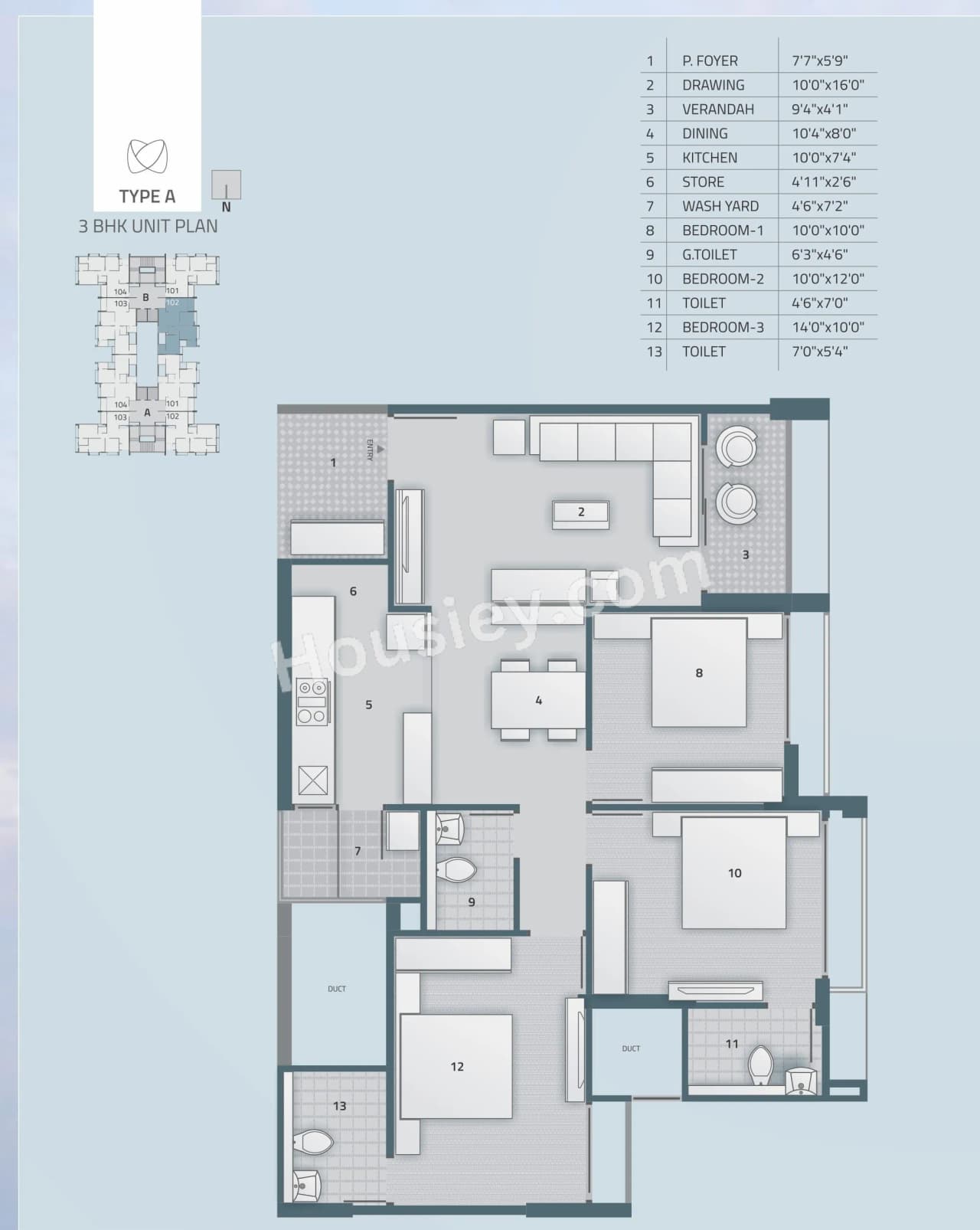 Unit plan - 950 sq.ft.