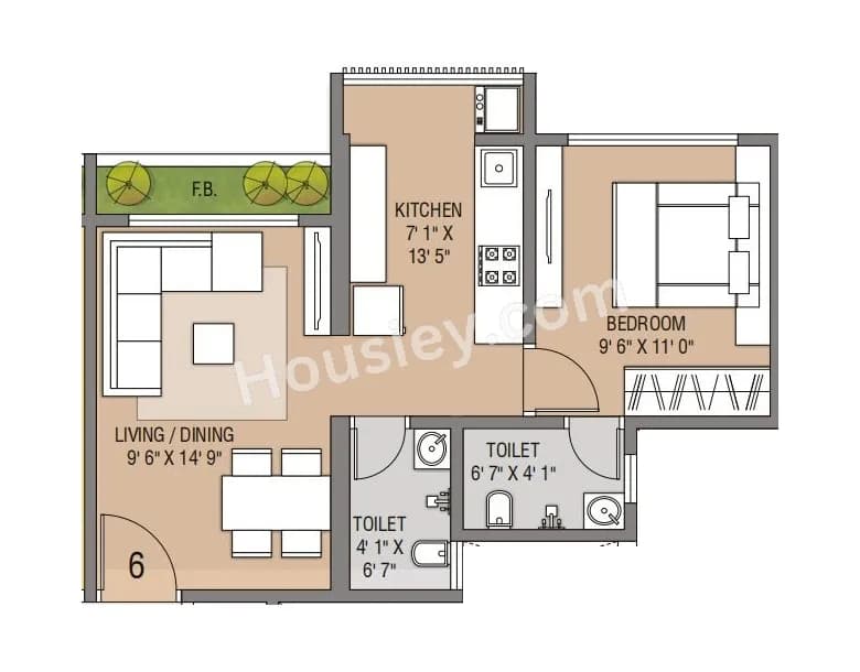 Unit plan - 444 sq.ft.