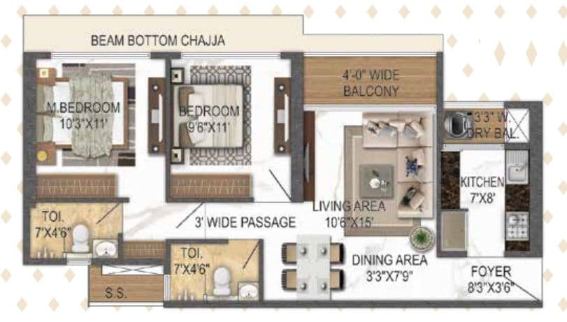 Unit plan - 685 sq.ft.