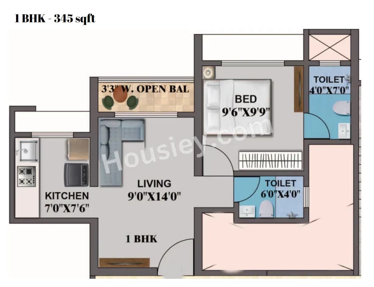 Unit plan - 345 sq.ft.