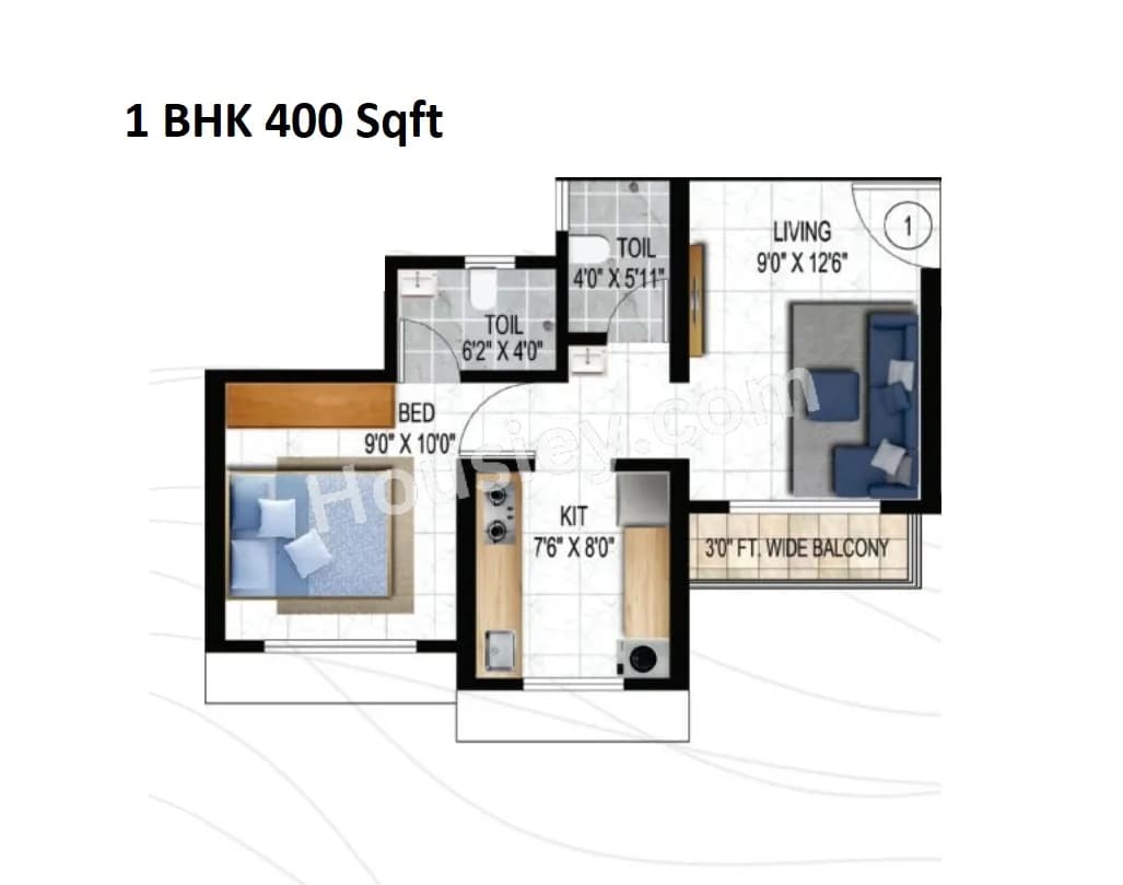 Unit plan - 400 sq.ft.