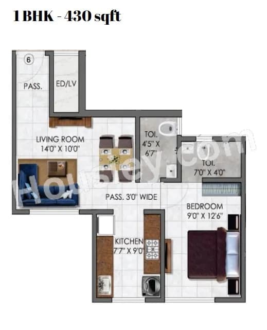Unit plan - 430 sq.ft.