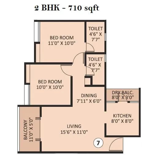 Unit plan - 710 sq.ft.