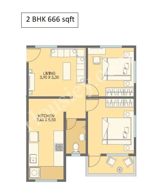 Unit plan - 666 sq.ft.