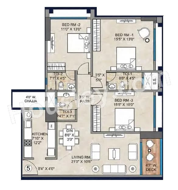 Unit plan - 1140 sq.ft.