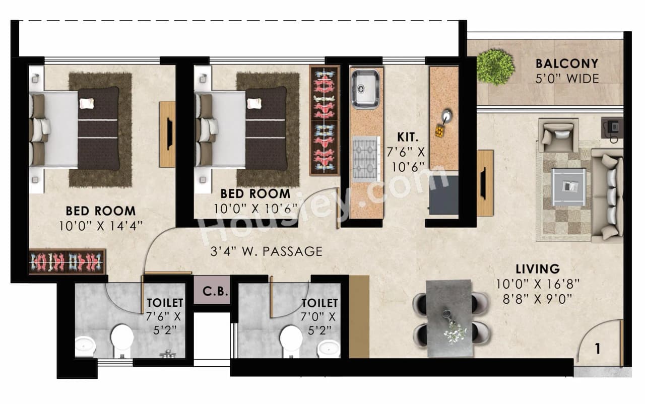 Unit plan - 735 sq.ft.