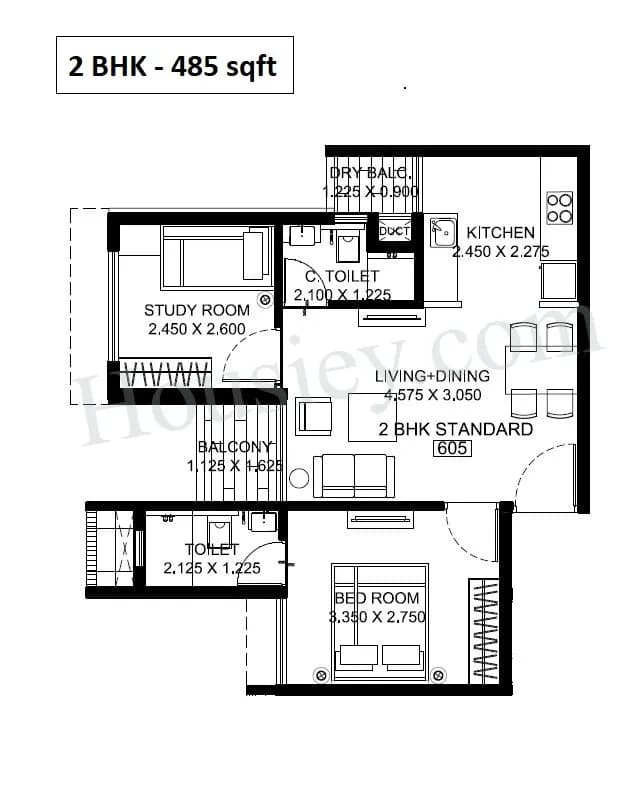 Unit plan - 485 sq.ft.