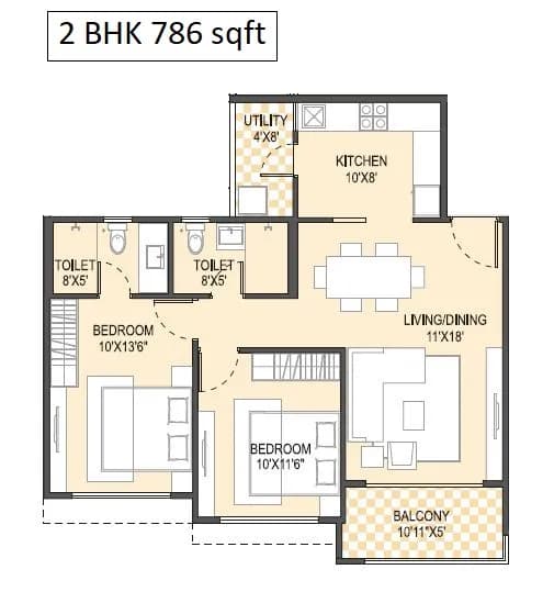 Unit plan - 786 sq.ft.