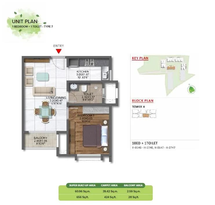 Unit plan - 424 sq.ft.