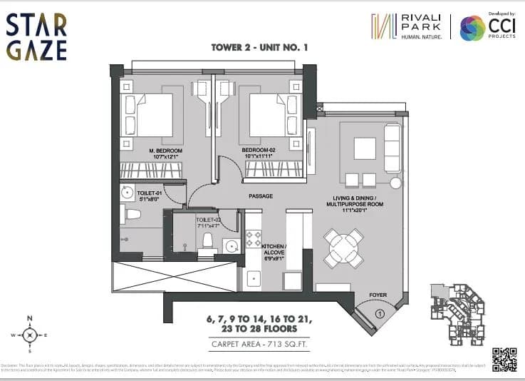 Unit plan - 713 sq.ft.