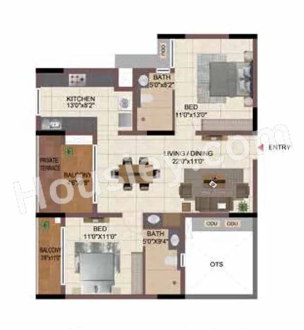 Unit plan - 747 sq.ft.
