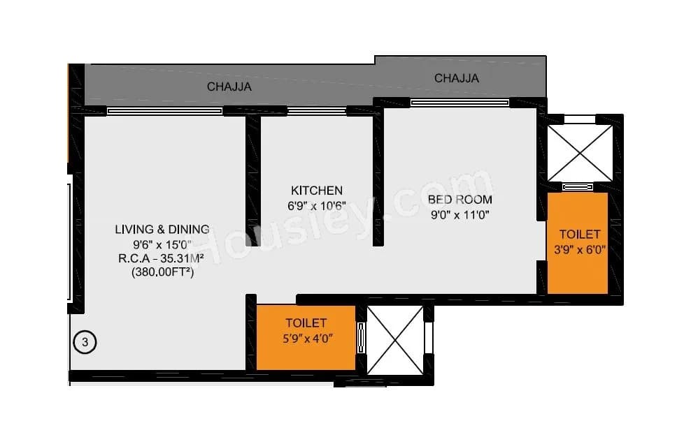 Unit plan - 380 sq.ft.