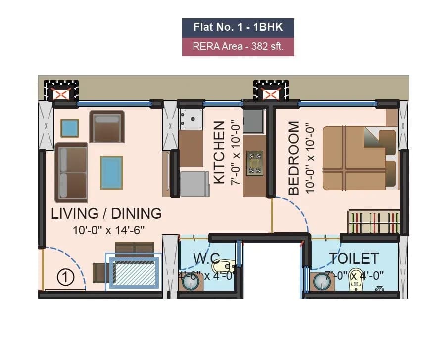 Unit plan - 382 sq.ft.