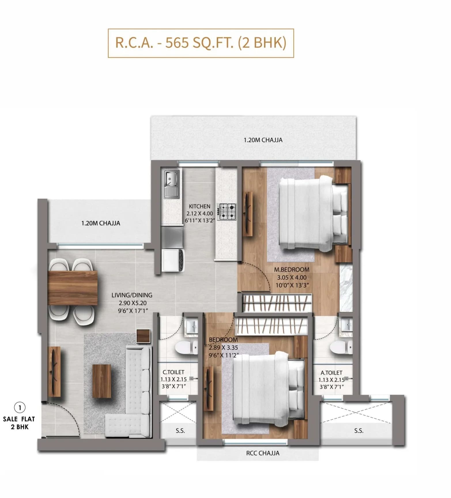 Unit plan - 565 sq.ft.