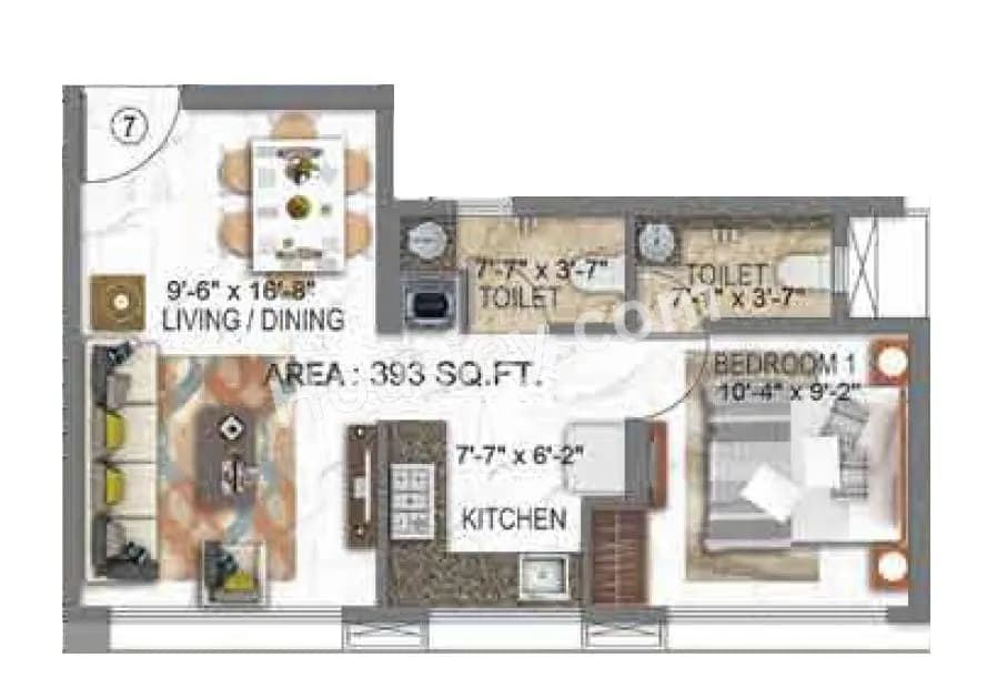 Unit plan - 393 sq.ft.