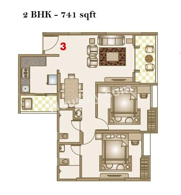 Unit plan - 741 sq.ft.