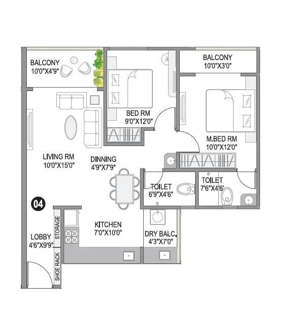 Unit plan - 765 sq.ft.