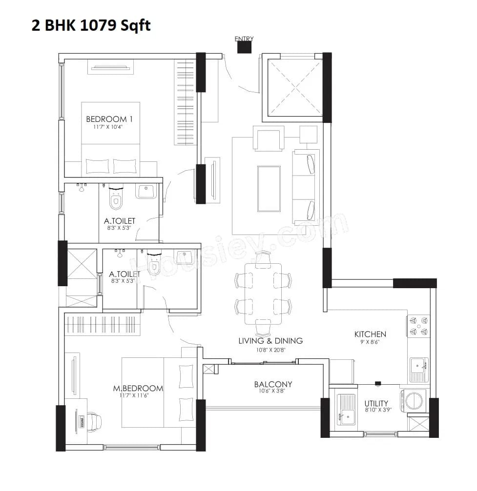 Unit plan - 733 sq.ft.