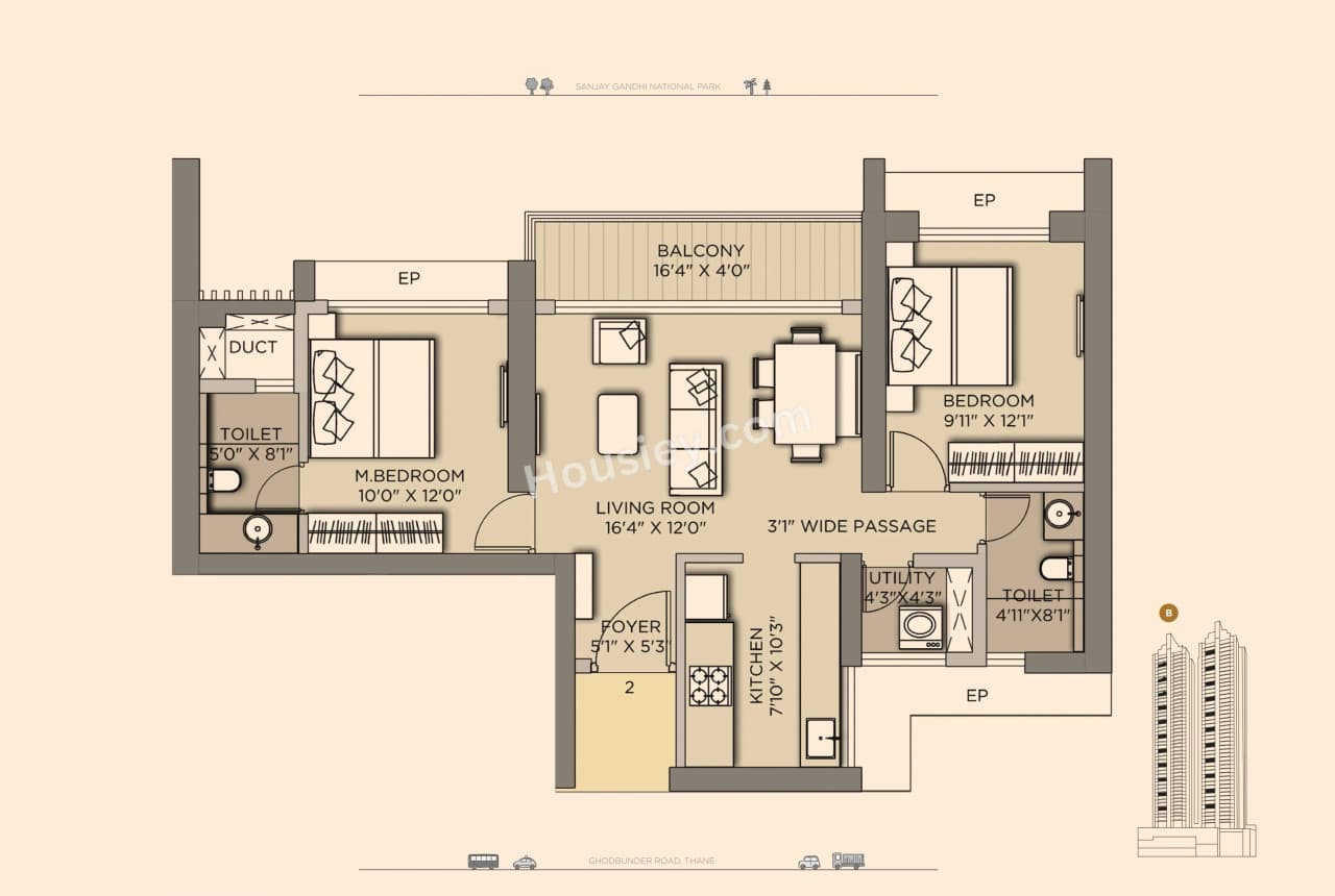 Unit plan - 787 sq.ft.