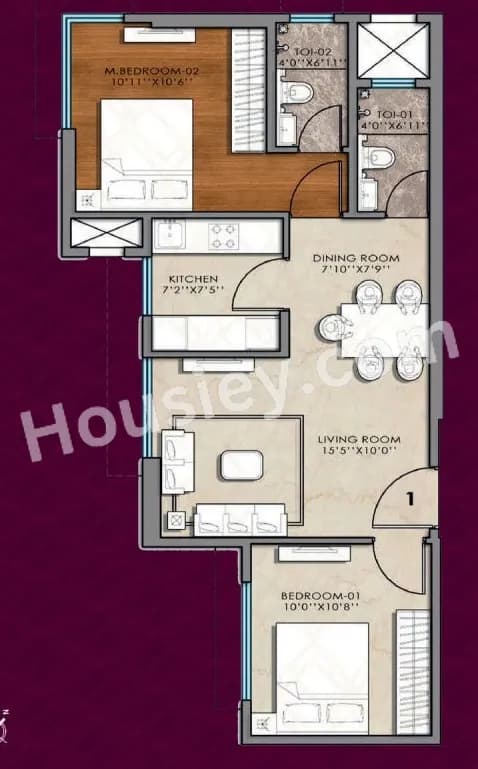 Unit plan - 583 sq.ft.