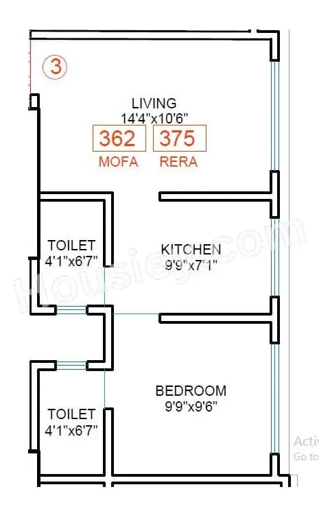 Unit plan - 375 sq.ft.