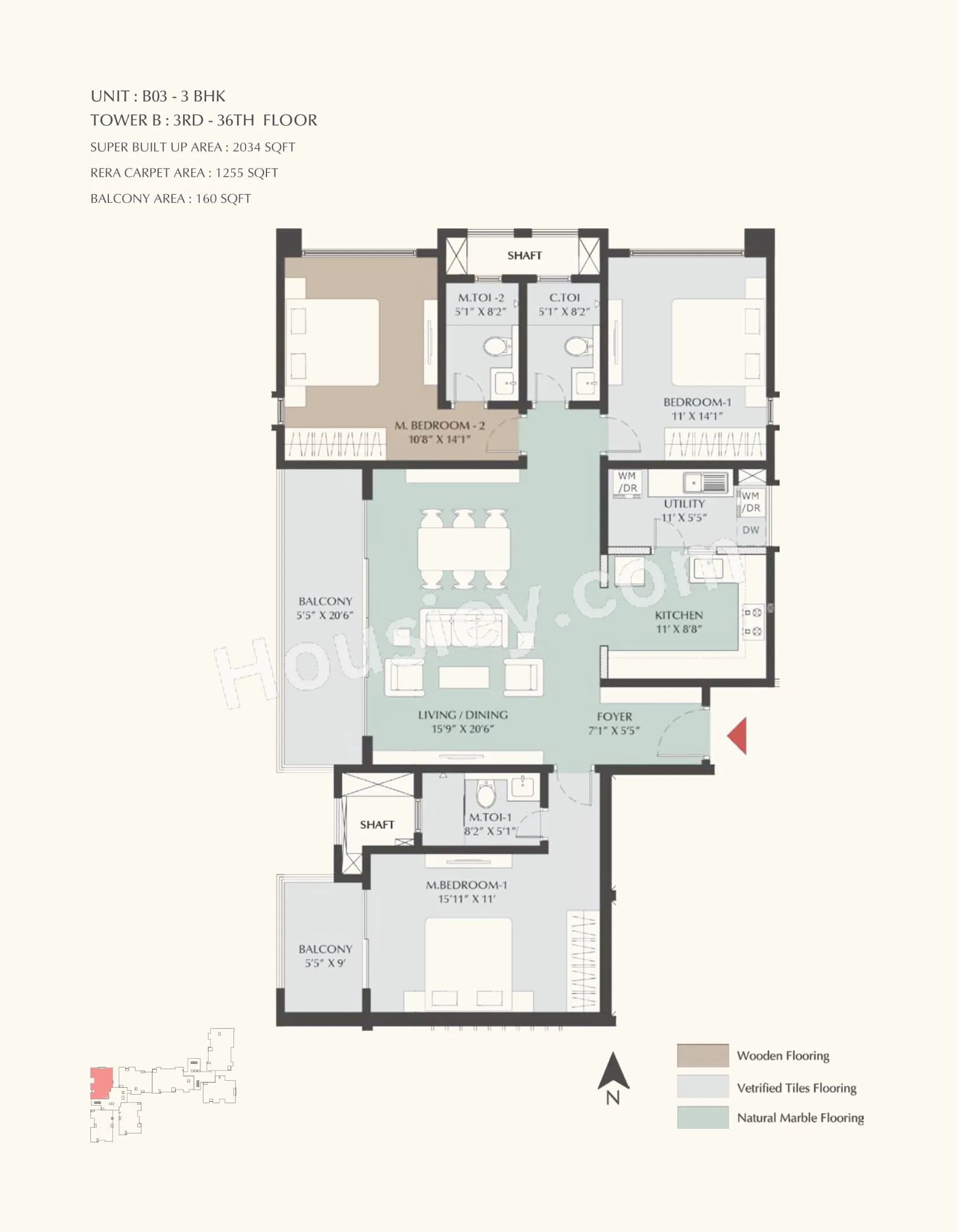 Unit plan - 1255 sq.ft.
