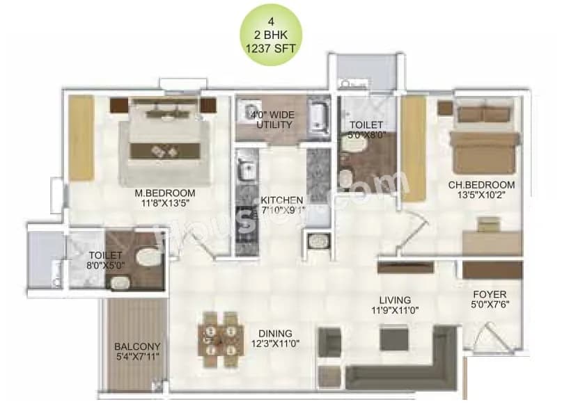 Unit plan - 805 sq.ft.