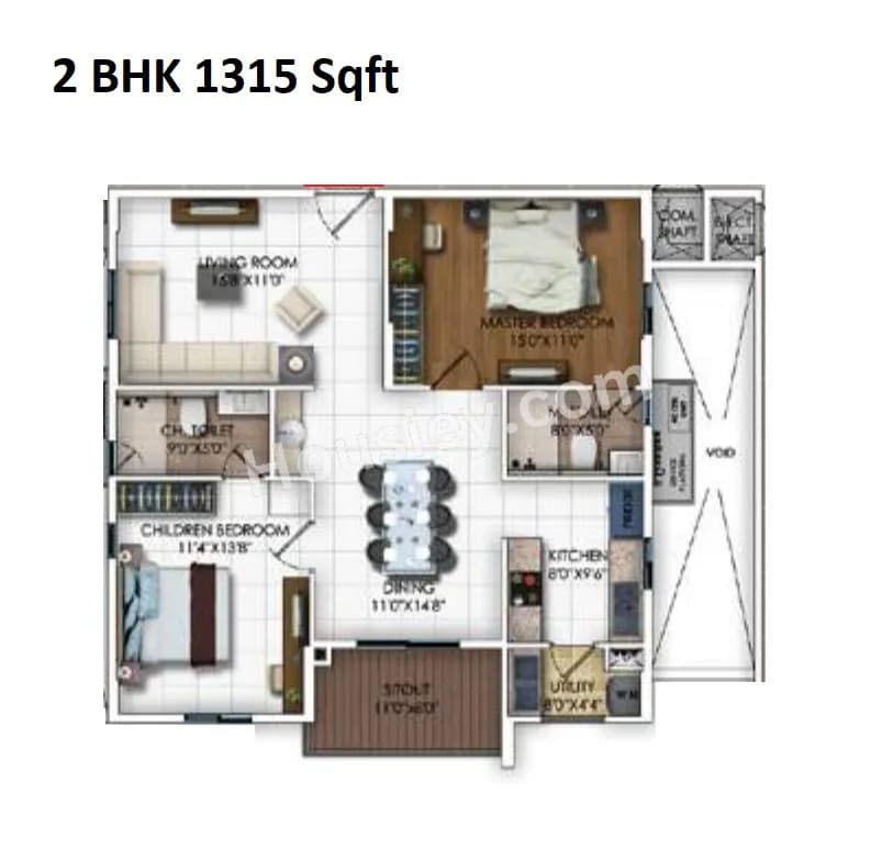 Unit plan - 855 sq.ft.