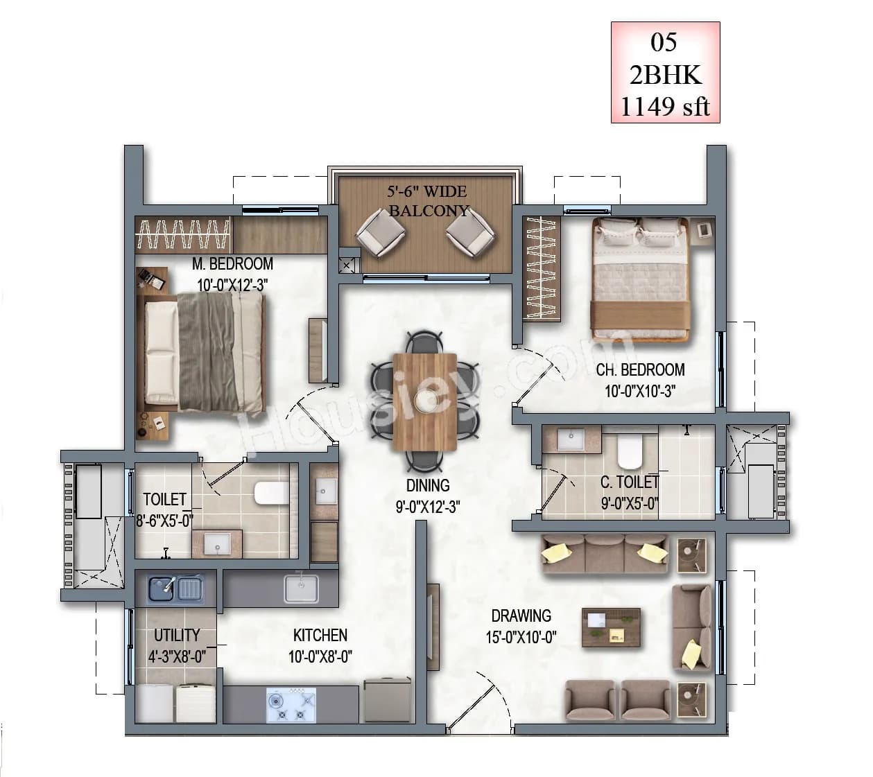 Unit plan - 746 sq.ft.