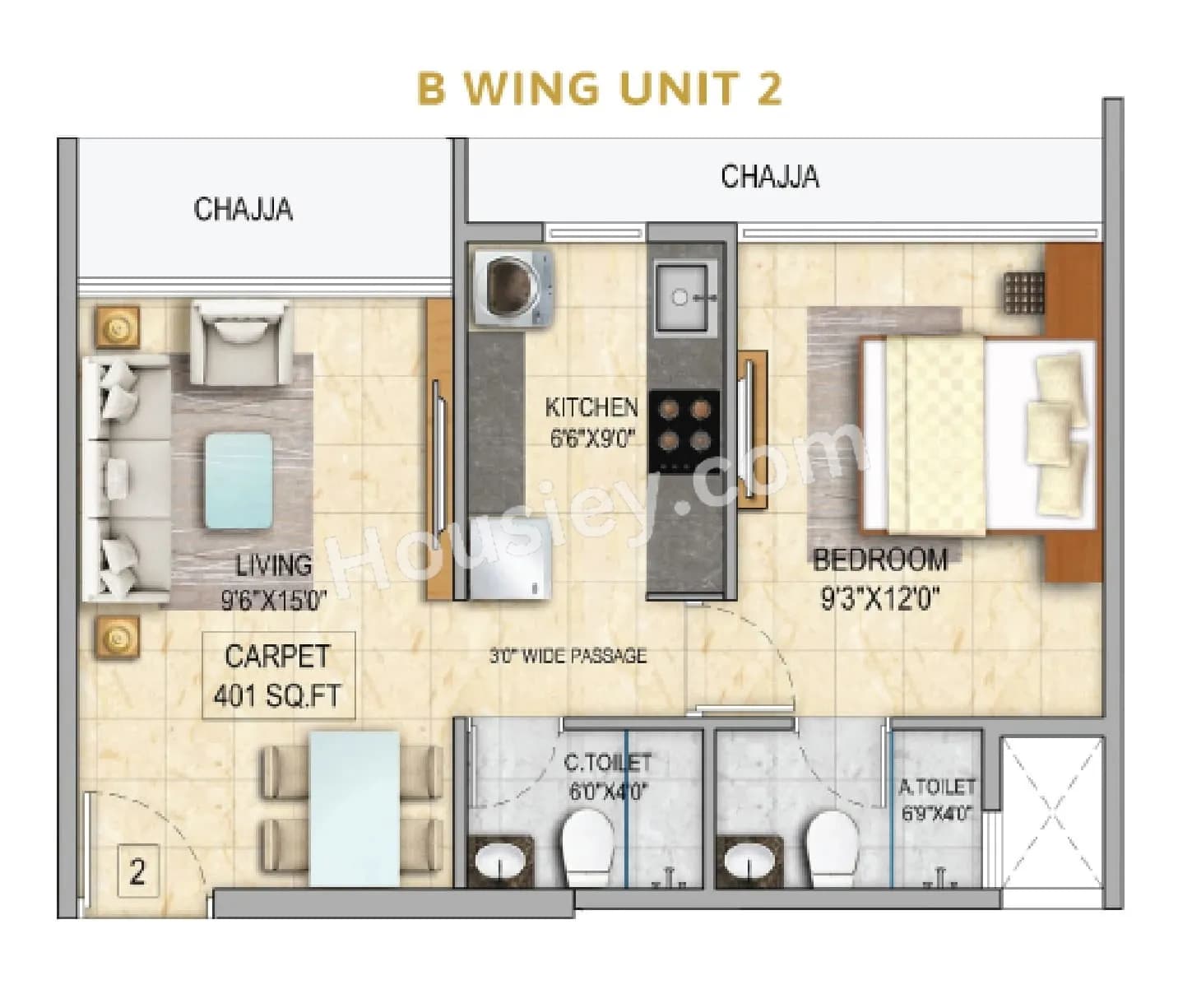Unit plan - 401 sq.ft.