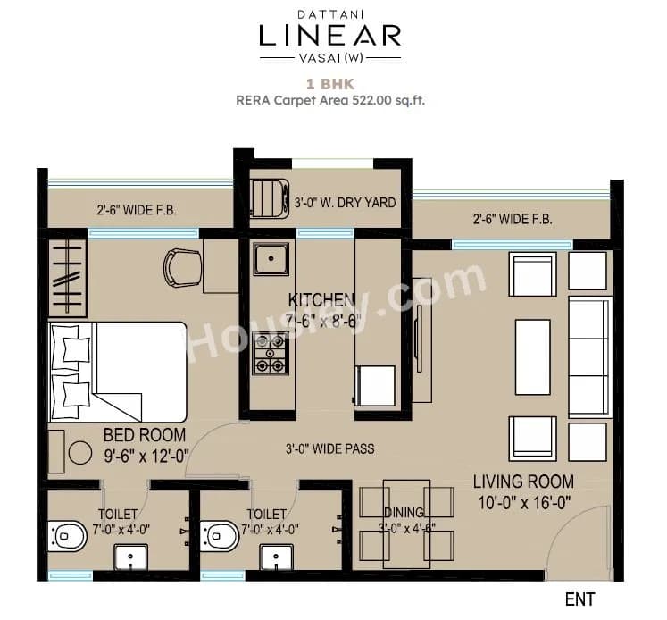 Unit plan - 522 sq.ft.