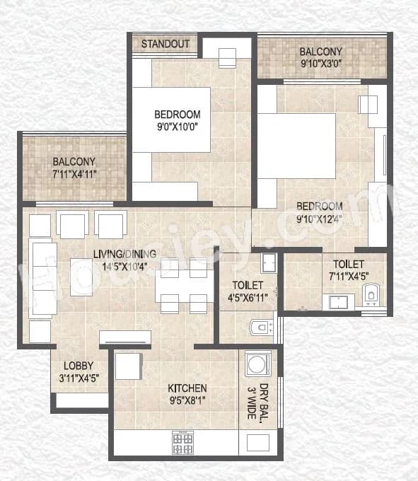 Unit plan - 683 sq.ft.