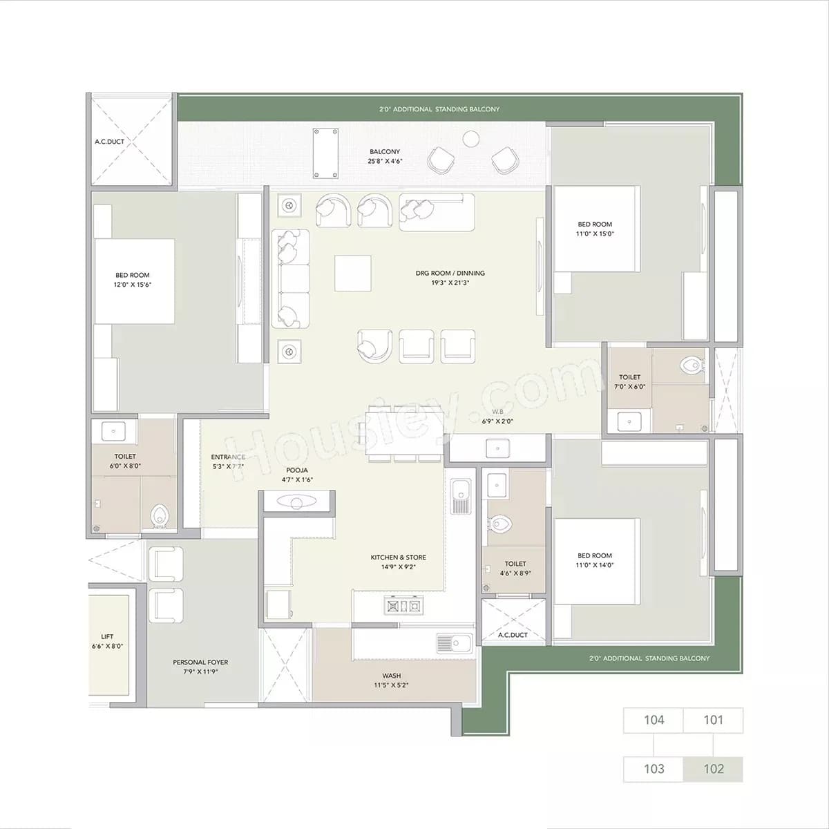 Unit plan - 1282 sq.ft.