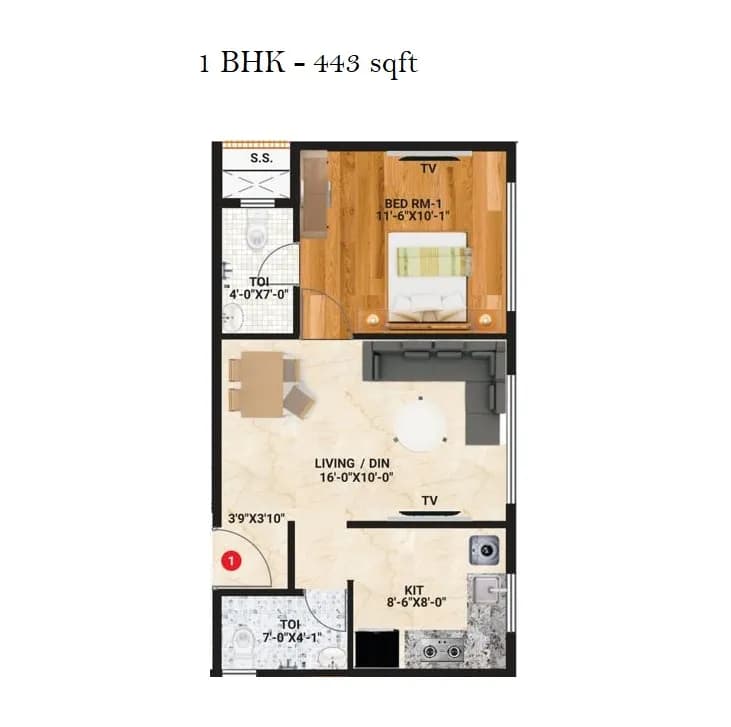 Unit plan - 443 sq.ft.