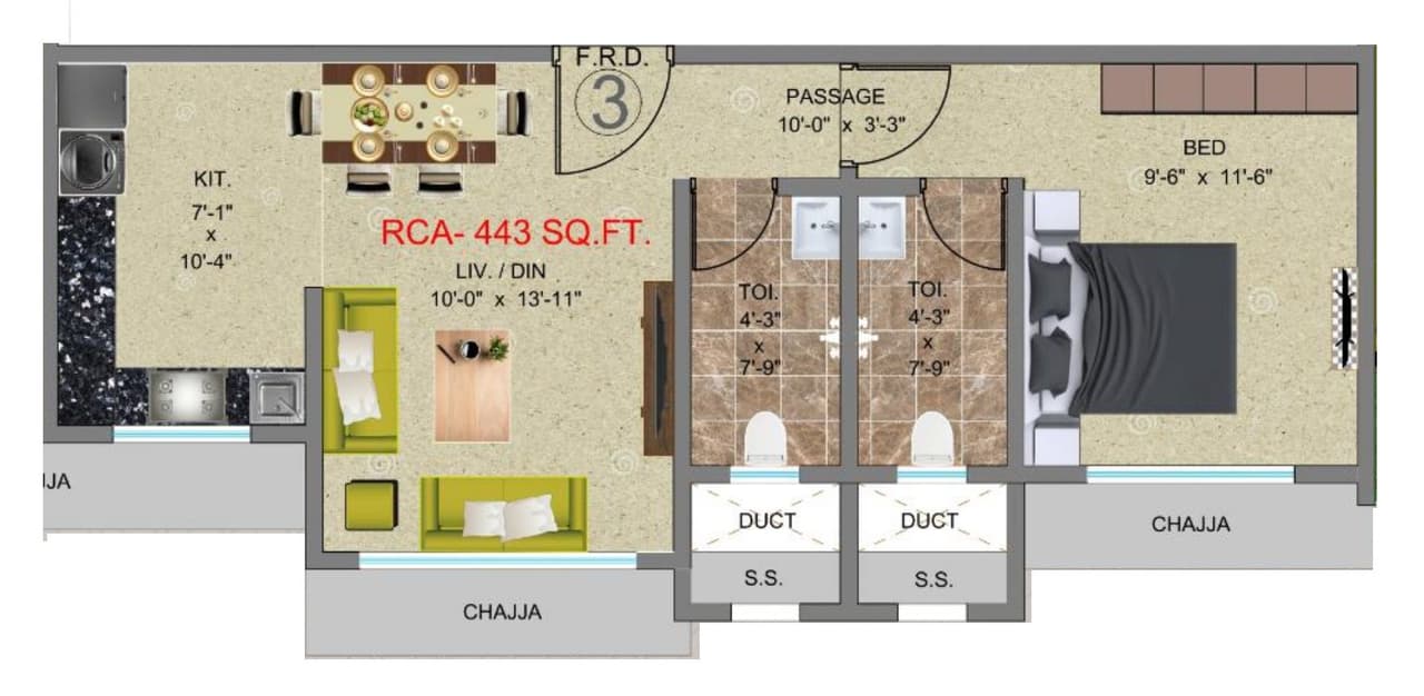 Unit plan - 443 sq.ft.