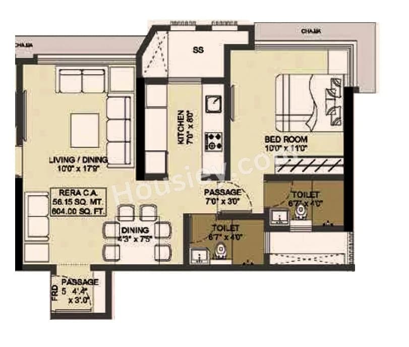 Unit plan - 604 sq.ft.