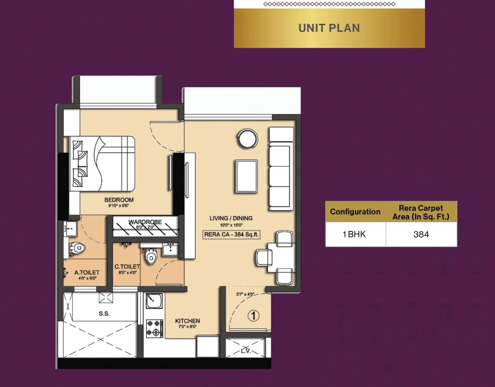 Unit plan - 384 sq.ft.