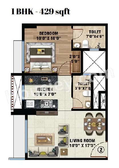 Unit plan - 429 sq.ft.