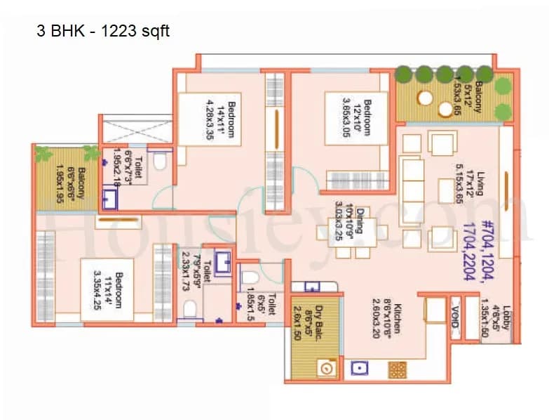 Unit plan - 1223 sq.ft.