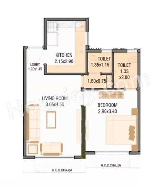 Unit plan - 394 sq.ft.