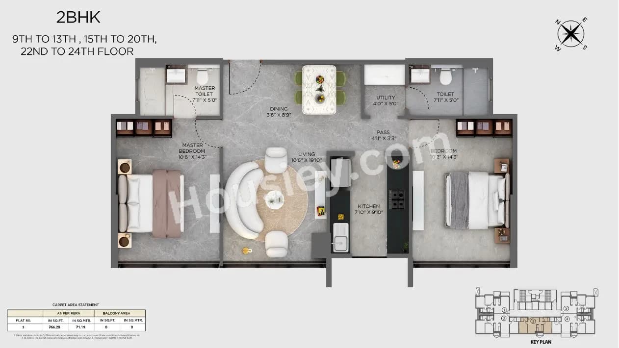 Unit plan - 766 sq.ft.