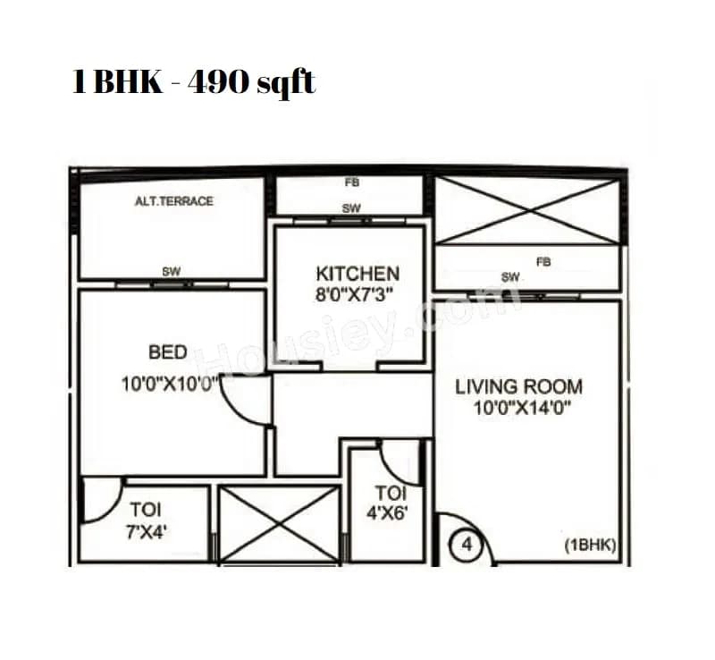 Unit plan - 490 sq.ft.