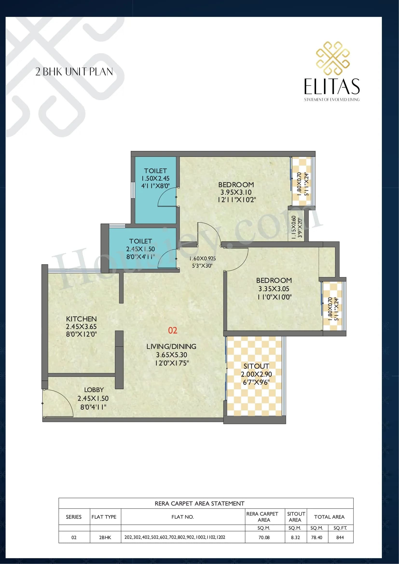 Unit plan - 844 sq.ft.